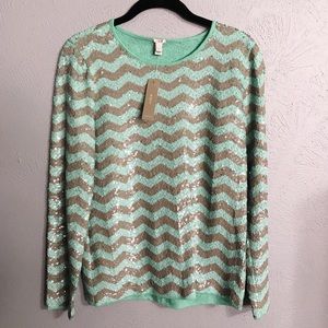 J. Crew Chevron Sequin Top (NWT)